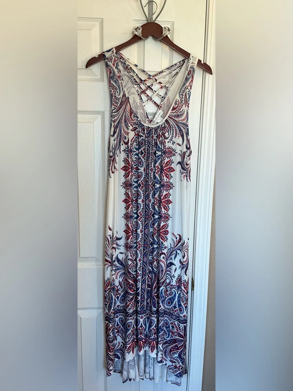 Christopher & Banks Women’s Paisley Maxi V-Neck Multicolored Lined Dress Size XL